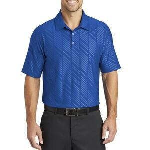 Nike Golf Tour Performance Dri-FIT Embossed Polo Shirt Men M Blue Geo Print